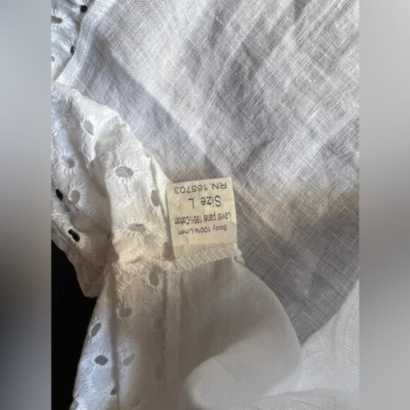 NWT SPAZIOCHIC Italy Made 🇮🇹 100% LINEN crew neck Cap sleeve Peplum Top L - Picture 7 of 7